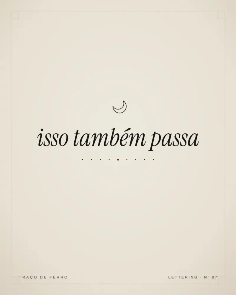 A frase isso também passa em letra itálica fina, com uma lua acima e pontos abaixo